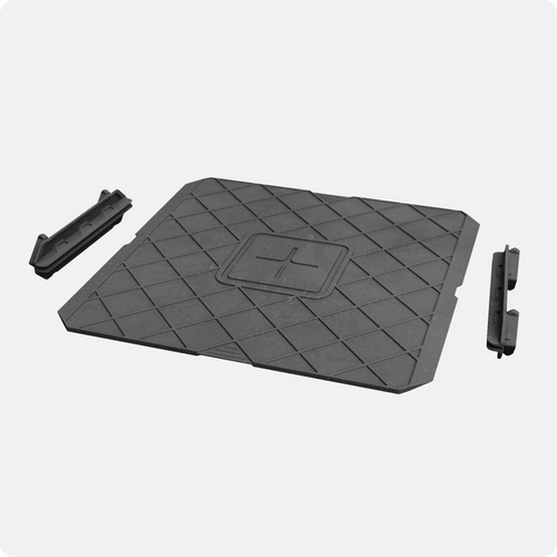 CrateDivider™ Kit component view—divider panel with two CrateRails™ ready for installation.