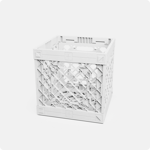 UbeCube UC02™ MOD Lidless Crate in white, collapsible and modular storage crate with open top.