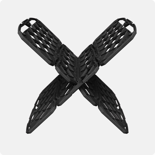 UbeCube BigX™ Outfitter Kit (crate-dividers) shown fully assembled as an oversized X-frame insert for modular storage inside UbeCube crates (large-item storage, blanket-storage, gear-organizer).