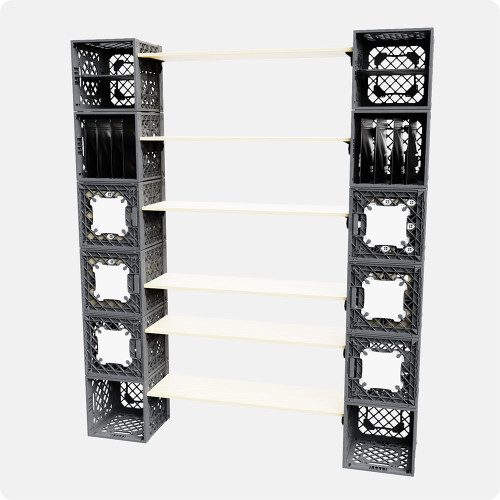CratePrepper™ PrepperPantry modular storage system with crate towers and extended shelving between units