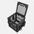 Black UbeCube CrateWhite PaddleOn Starter crate with the hinged lid open, showing the interior storage space and attached pole holders.