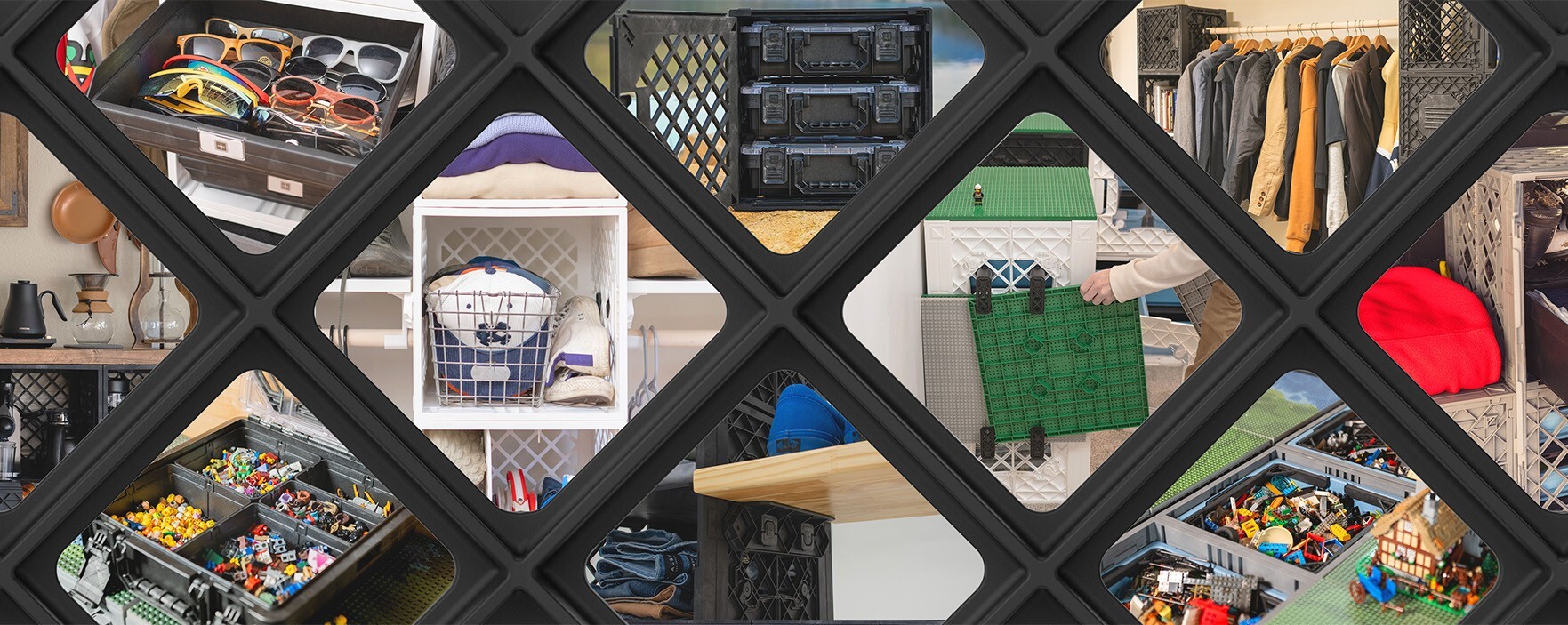UbeCube™ outdoor setup with a man packing gear into a black modular crate beside an off-road utility vehicle in a wooded area.