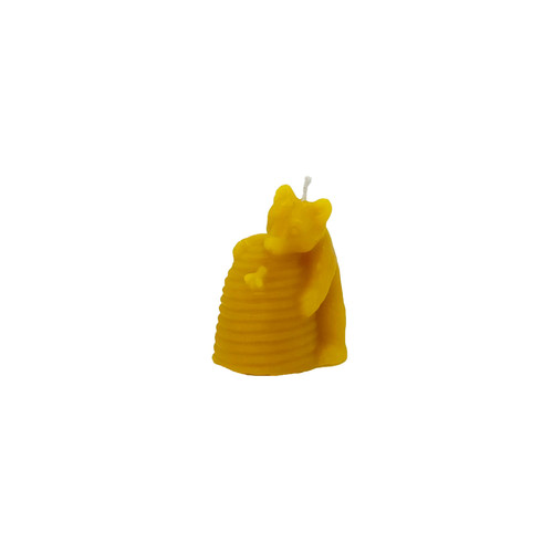 Bear and skep beeswax candle