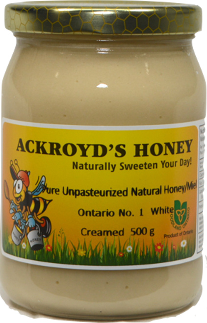 500g of 100% Pure Unpasteurized Natural Ontario #1  White Creamed Honey.