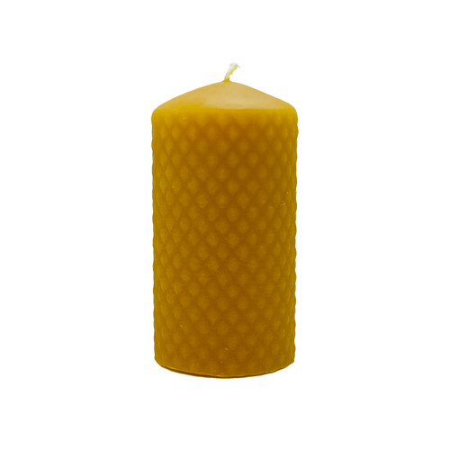 5 Inch Diamond Pillar Beeswax Candle