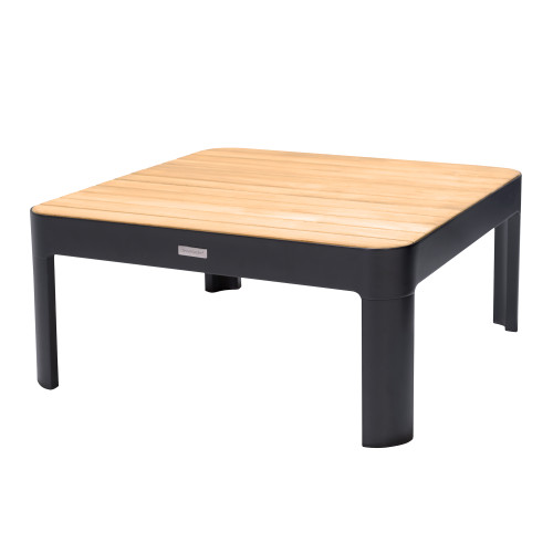 LCPDCODK Portals Outdoor Square Coffee Table In Black Finish With Natural Teak Wood Top