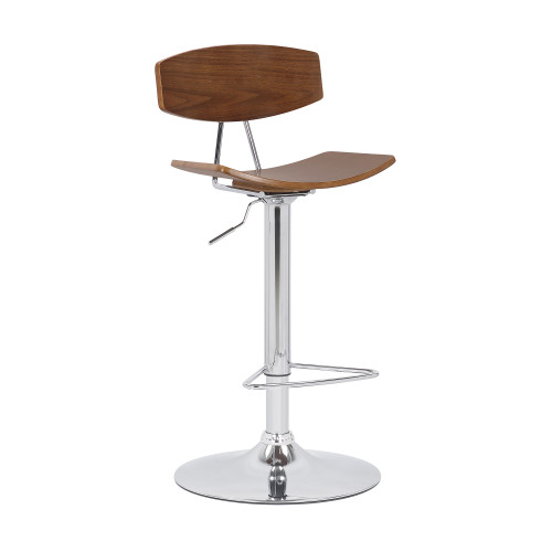 LCJEBAWA Jett Adjustable Walnut And Chrome Adjustable Bar And Counter Height Stool