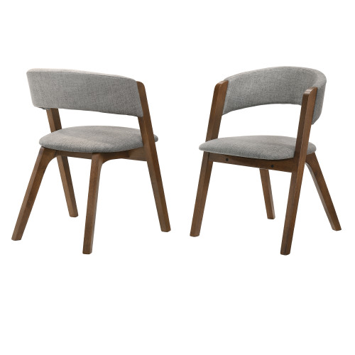 LCRWSIGRWA Rowan Grey Upholstered Dining Chairs In Walnut Finish - Set Of 2