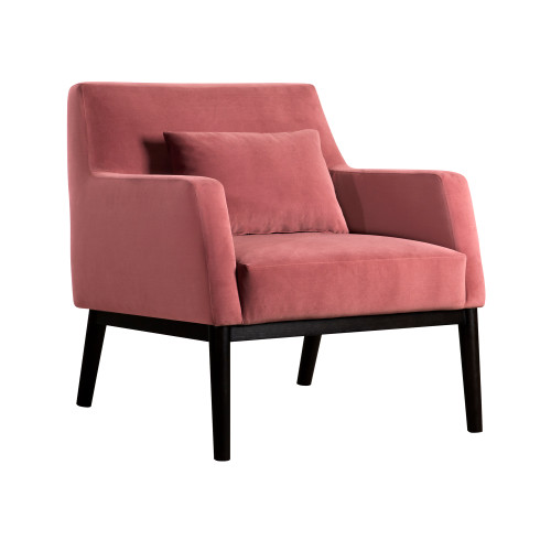 LCOLCHPNK Oliver Pink Velvet Modern Accent Chair With Wood Legs