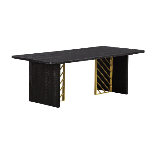 LCMOCOBL Monaco Black Wood Coffee Table With Antique Brass Accent