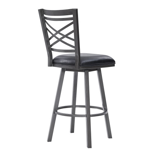 LCFA30BAMFBL Fargo 30" Counter Height Metal Barstool In Mineral Finish With Black Faux Leather
