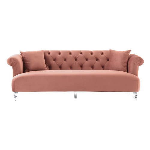 LCEG3BLUSH Elegance Contemporary Sofa In Blush Velvet With Acrylic Legs