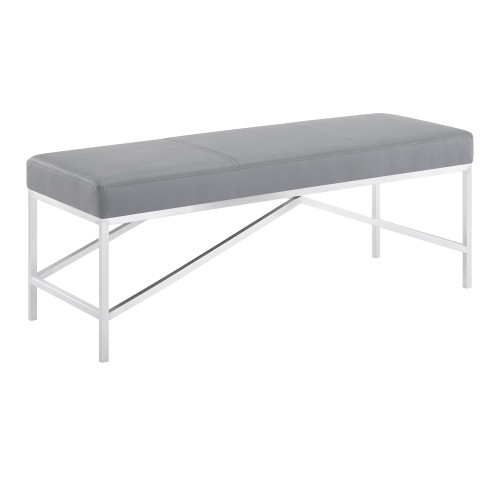 LCALBEBSGR Alyssa Contemporary Bench In Brushed Stainless Steel And Grey Faux Leather