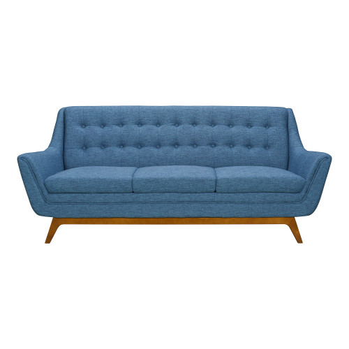 LCJO3BLUE Janson Mid-Century Sofa In Champagne Wood Finish And Blue Fabric