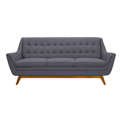 LCJO3GR Janson Mid-Century Sofa In Champagne Wood Finish And Dark Grey Fabric