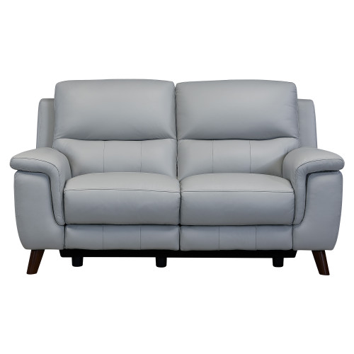 LCLZ2DV Lizette Contemporary Loveseat In Dark Brown Wood Finish And Dove Grey Genuine Leather