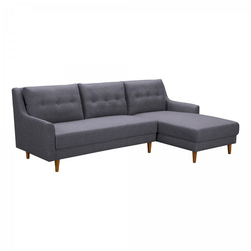 LCDVSEGR Divine Mid-Century Sectional In Champagne Wood Finish And Dark Gray Fabric