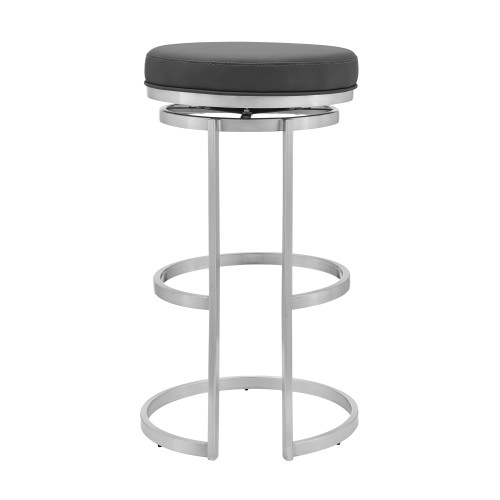 LCVDBABSGR26 Vander 26" Gray Faux Leather And Brushed Stainless Steel Swivel Bar Stool