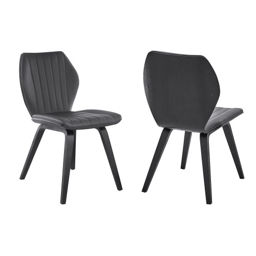 LCONSIBLGR Ontario Gray Faux Leather And Black Wood Dining Chairs - Set Of 2