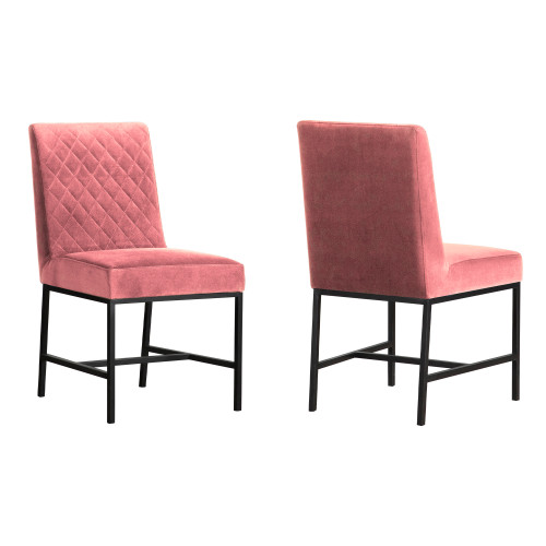 LCNPSIPNK Napoli Pink Velvet And Black Leg Modern Accent Dining Chair- Set Of 2