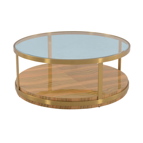 LCDXCOGLGLD Hattie Glass Top Coffee Table With Brushed Gold Legs