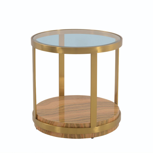 LCDXLAGLGLD Hattie Glass Top End Table With Brushed Gold Legs