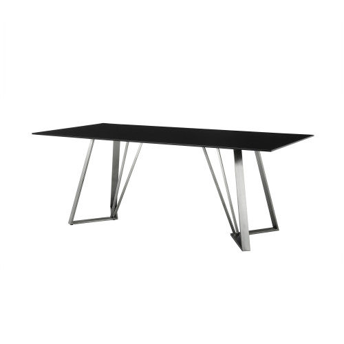 LCCSDIBL Cressida Glass And Stainless Steel Rectangular Dining Room Table