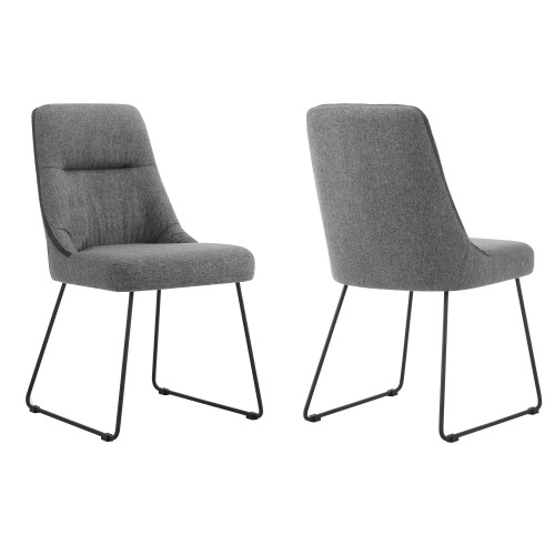 LCQRSIGR Quartz Gray Fabric And Metal Dining Room Chairs - Set Of 2