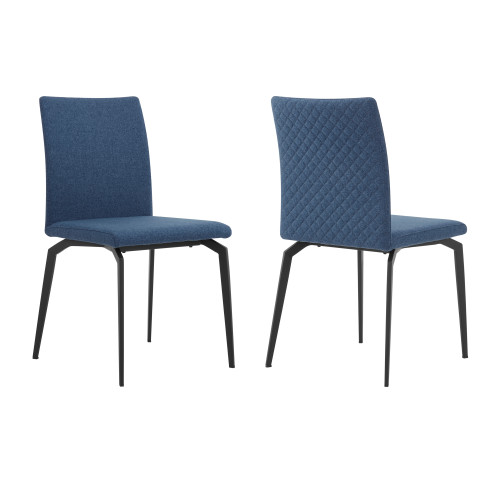 LCLYSIBLUE Lyon Blue Fabric And Metal Dining Room Chairs - Set Of 2