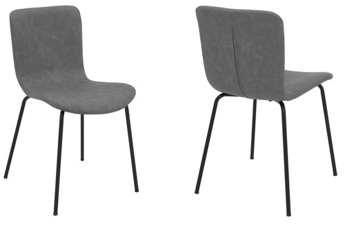 LCGLSIBLGR Gillian Modern Dark Grey Faux Leather And Metal Dining Room Chairs - Set Of 2
