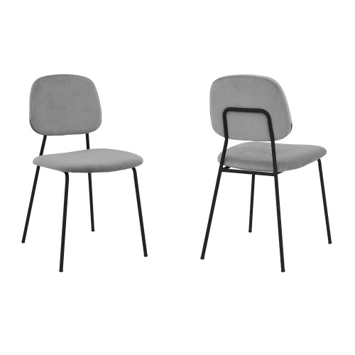 LCLCSIBLGR Lucy Grey Velvet And Metal Dining Room Chairs - Set Of 2