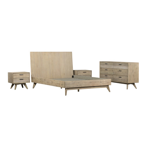 SETLFBDGRKG4A Baly 4 Piece Acacia King Platform Bedroom Set With Dresser And Nightstands
