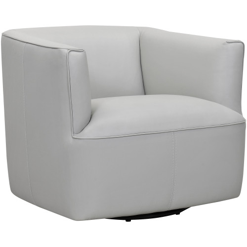 LCWHCHDV Whitney Swivel Dove Grey Genuine Leather Barrel Chair