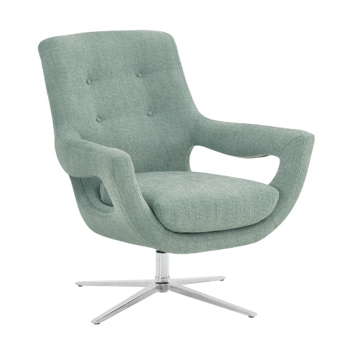 LCQUCHSB Quinn Contemporary Adjustable Swivel Accent Chair In Polished Steel Finish With Spa Blue Fabric
