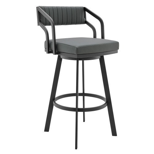 721535752270 Scranton Swivel Modern Metal And Slate Grey Faux Leather Bar And Counter Stool
