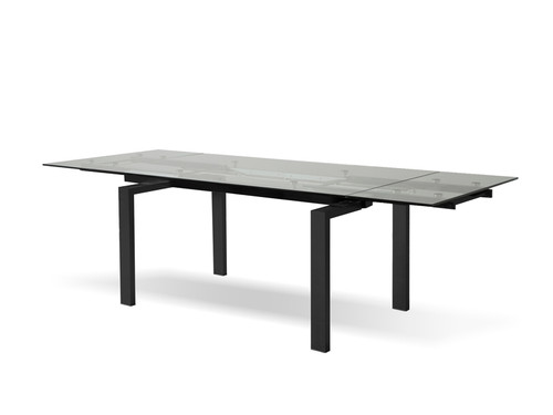 Dining Table Extension Cantro Black Powder Coated Base/Clear Tempered DTACANTCLEABLAC