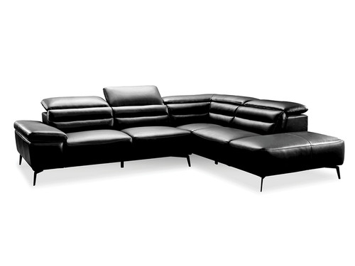 Sectional RSF Chaise Camello Black Leather/Black Powder Coated Legs RSFCAMEBLACPCBL2