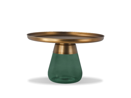 Coffee Table Duverre Antique Brass/Green Glass Base WCODUVEBRASGREEN