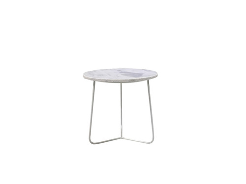 End Table Tripoli Medium White Marble Top, White Powder Coated Base WENTRIPMAWHMEDIU