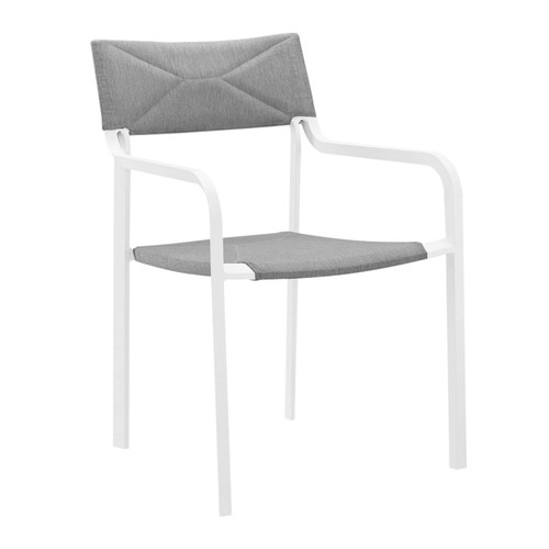 Raleigh Stackable Outdoor Patio Aluminum Dining Armchair EEI-3573-WHI-GRY