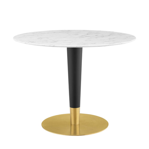 Zinque 40" Artificial Marble Dining Table EEI-5138-GLD-WHI