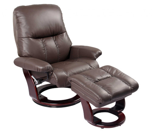 35" X 32" X 40.5" Kona Brown Cover- Leather & Vinyl Match Recliner Chair & Ottoman (314825)