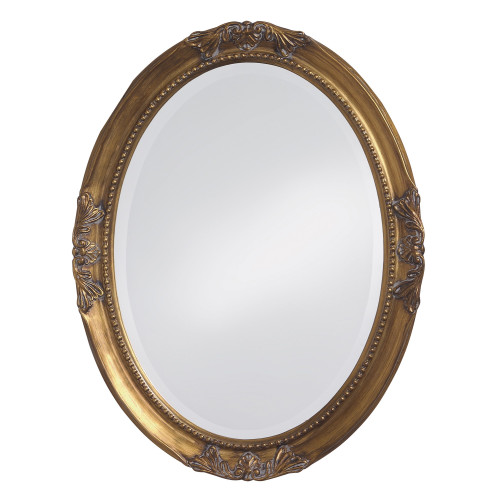 Oval Antique Gold Finish Mirror With Beaded Textured Frame (383720)