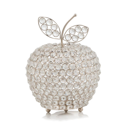 11" Silver Apple Faux Crystal Sculpture (383778)