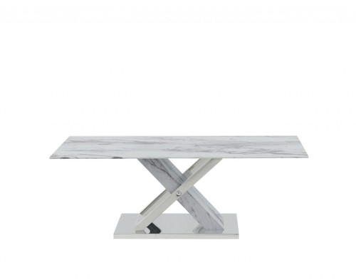 Elegant Marble Glass Top Coffee Table (383820)