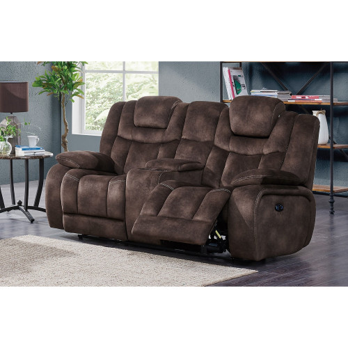 Chocolate Power Reclining Loveseat With Adjustable Power Headrest And Usb Port (383927)