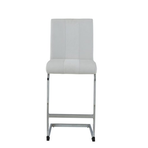 (Set Of 4) White Two Tone Barstools With Silver Tone Metal Base (383950)
