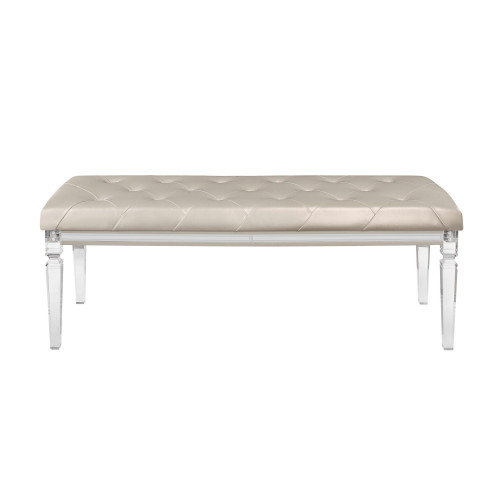 Champagne Toned Bench With Tapered Acrylic Legs (384033)