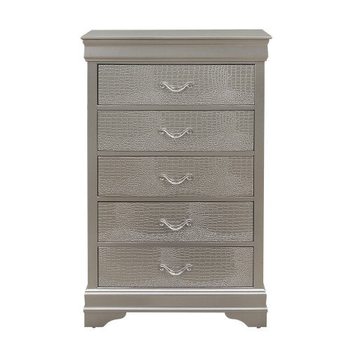 Silver Tone Chest With 5 Spacious Interior Drawers (384042)