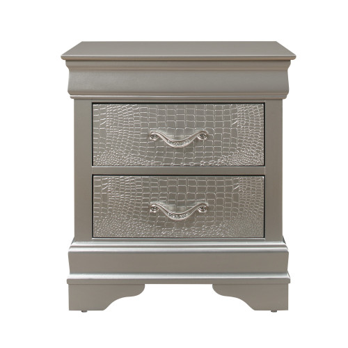 Silver Tone Nightstand With 2 Spacious Interior Drawers (384045)